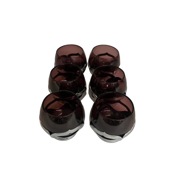 FARBER Bros. Amethyst Glass + Chrome Decanter Set With 6 Cordial Glasses - Picture 4 of 4